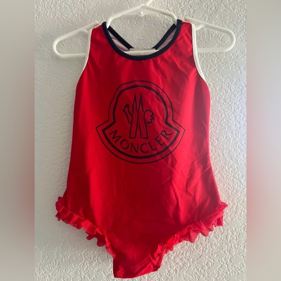 Moncler Costume Da Bagno Intero Logo-print Ruffle Swimsuit Toddler/Kid Size 4 - Picture 5 of 11
